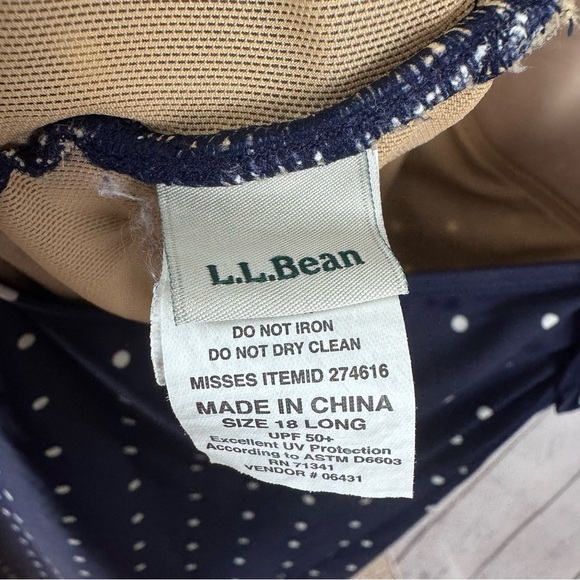 LL Bean Navy and White Polka Dot Swim Dress Size 18 Long - Picture 5 of 6